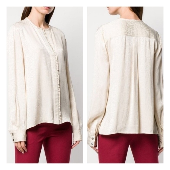 New 10 Crosby Derek Lam Bone Snake Satin TF92726SN Button-down Top - Picture 1 of 12